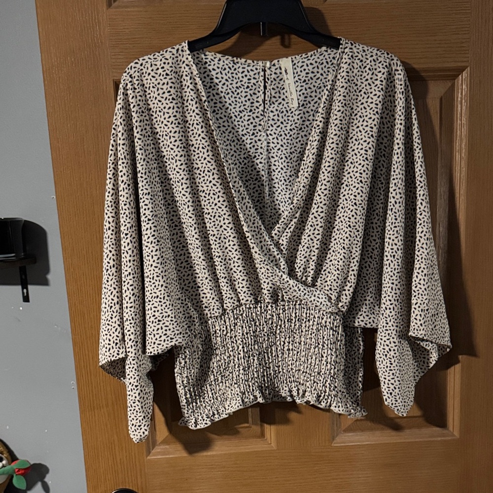 Vanilla Bay Cream Blouse with Black Dot Print